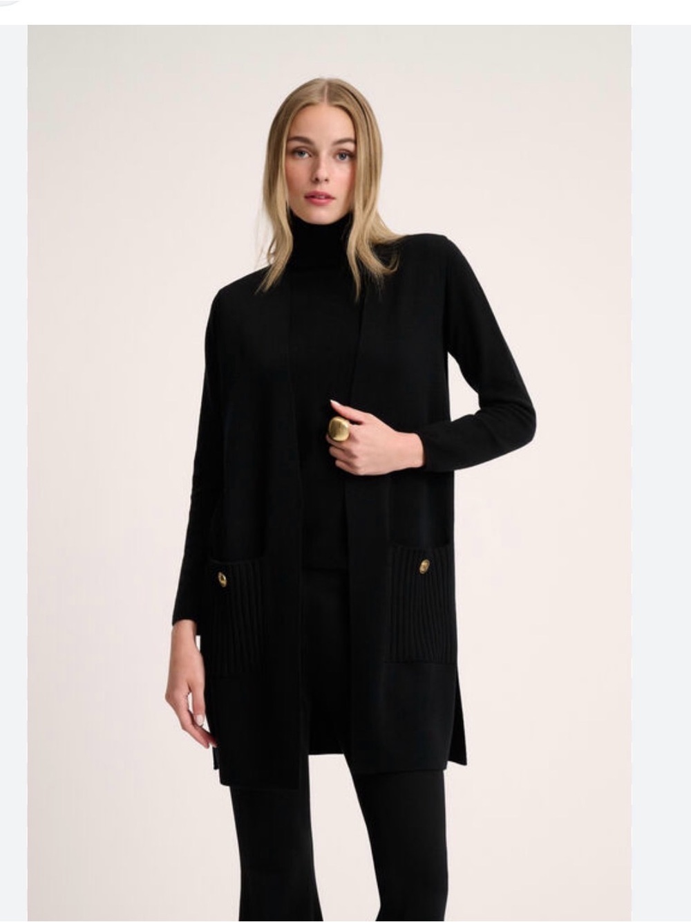Luisa Spagnoli black with gold tone buttons blazer cardigan